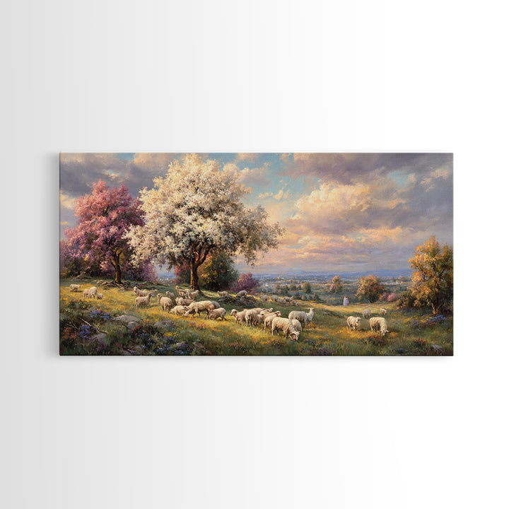 Shepherd’s Dawn, Framed Canvas Print, Christian Art Canvas, Jesus Painting, Christian Gift, Christmas Art Work