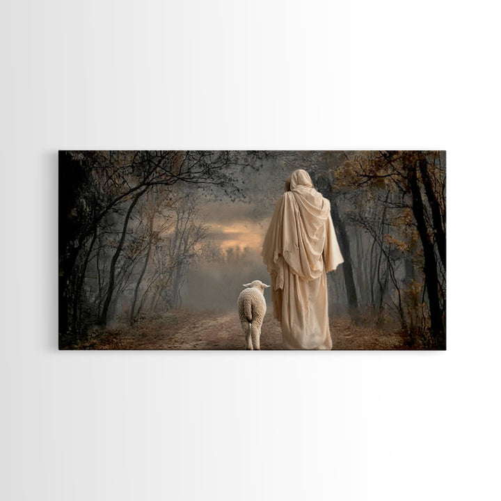 Guiding Shepherd - Framed Canvas Print - Jesus Painting - Christian Wall Art - Christian Christmas Decor - Christian Art Print