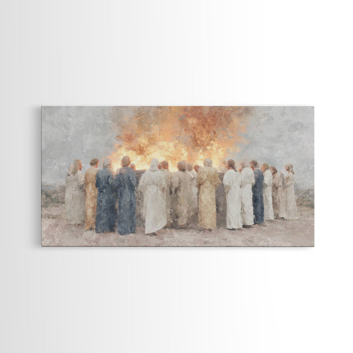 Sacred Gathering – Framed Canvas Print – Christian Wall Art – Jesus Painting – Christian Art Canvas – Christmas Art
