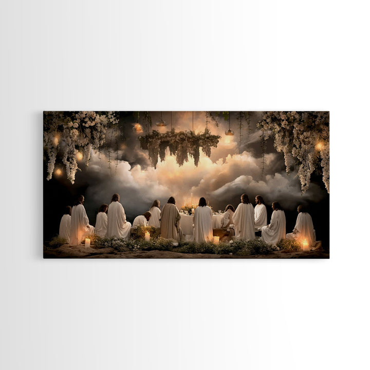 Heavenly Supper Glow – Framed Canvas Print – Christian Art Canvas – Christian Wall Art – Jesus Painting – Christmas Art – Christian Decor