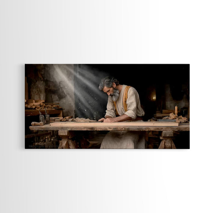 Workshop Of Faith – Framed Canvas Print – Christian Art Canvas – Christian Wall Art – Jesus Painting – Christian Decor – Christian Gift