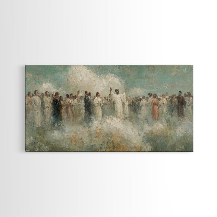 Heavenly Gathering – Framed Canvas Print – Christian Art Canvas – Christian Wall Art – Christian Christmas Art – Large Christian Painting –