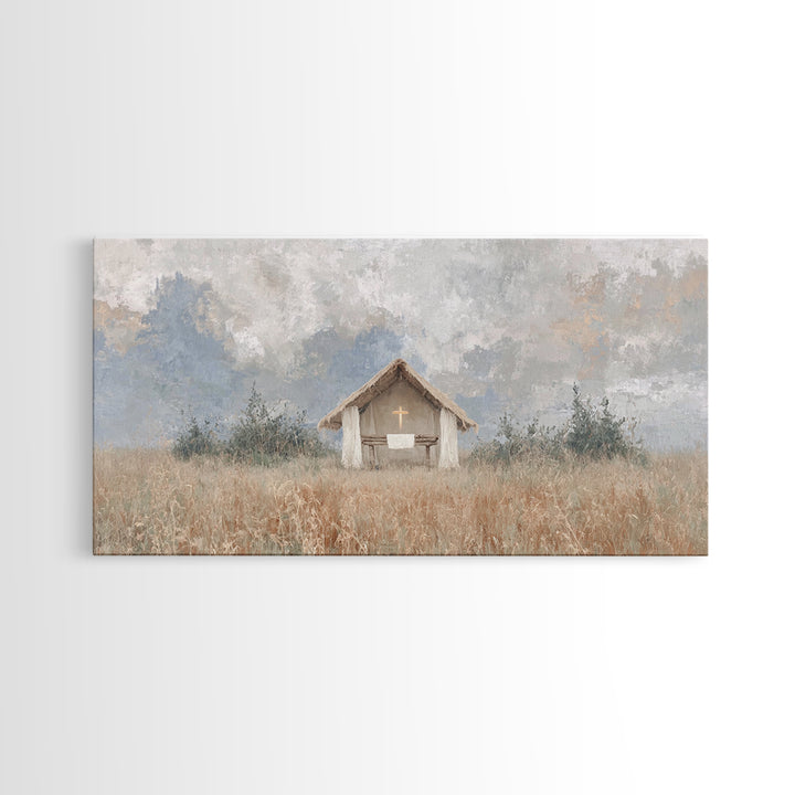 Fieldside Sanctuary – Framed Canvas Print – Christian Decor – Christian Wall Art – Minimalist Christian Art – Christian Art Canvas – Subtle
