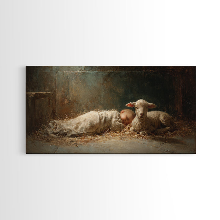Shepherd Light | Framed Canvas Print | Christian Art Canvas | Jesus Painting | Christian Wall Art | Christian Christmas Art | Christmas Art