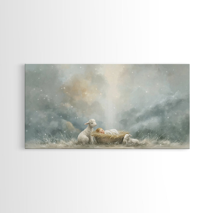 Lamb Of Peace – Framed Canvas Print – Christian Wall Art – Christian Art Canvas – Jesus Painting – Christian Christmas Art – Christmas Art