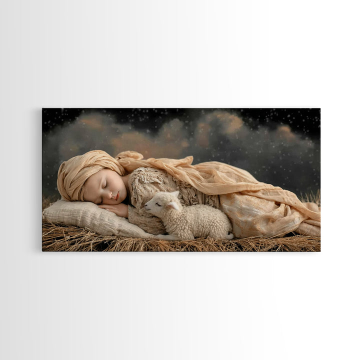 Gentle Nativity, Framed Canvas Print, Christian Art Canvas, Christian Christmas Art, Christmas Art, Christian Wall Art, Jesus Painting