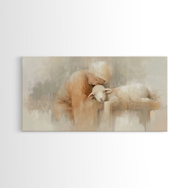 Tender Blessing – Framed Canvas Print – Christian Art Canvas – Christian Christmas Art – Christian Wall Art – Jesus Painting – Christmas Ar