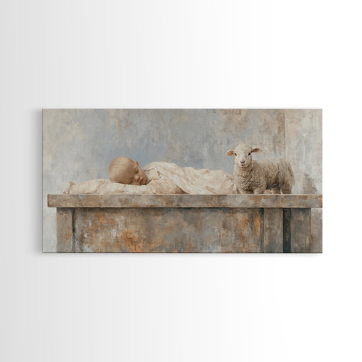 Manger Peace Dawn – Framed Canvas Print – Christian Wall Art – Christian Art Canvas – Jesus Christmas Art – Christmas Art Prints