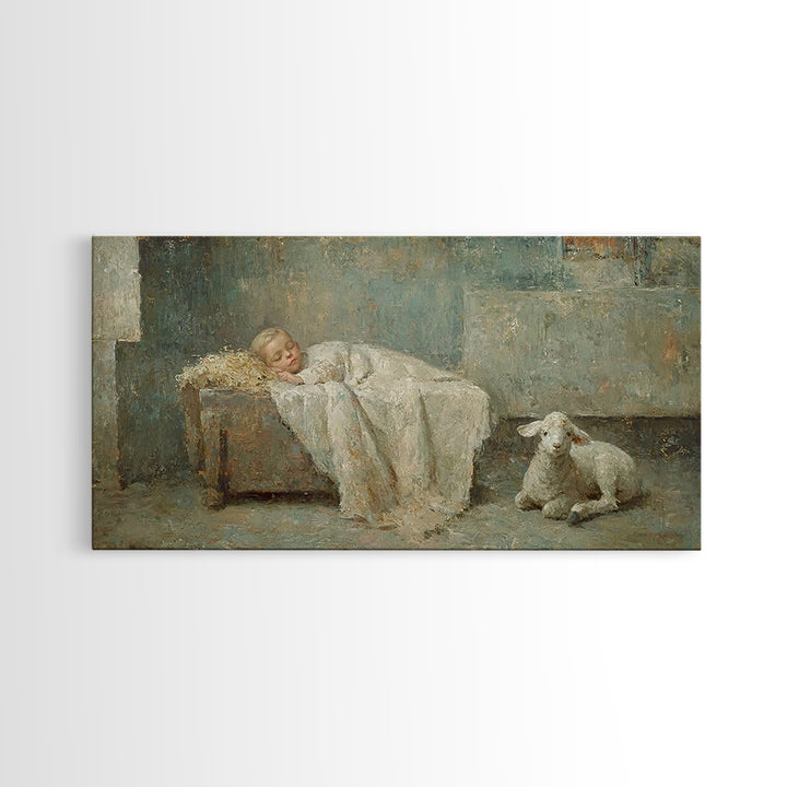 Silent Holy Rest – Framed Canvas Print – Christian Art Canvas – Christmas Wall Art – Jesus Painting – Christian Christmas Decor