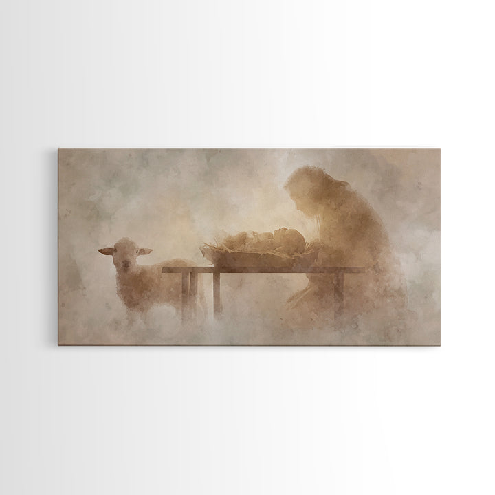 Bethlehem Soft Glow – Framed Canvas Print – Christian Wall Art – Christmas Art Prints – Jesus Christmas Art – Christian Art Gift