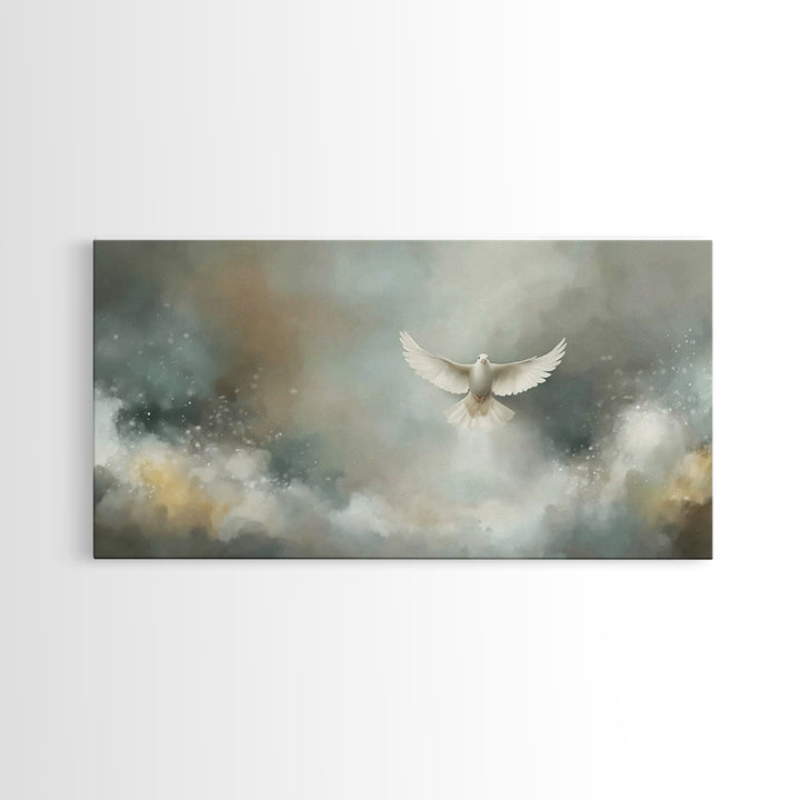 Cloudborne Peace – Framed Canvas Print – Christian Art Print – Blue Christian Art – Christian Decor For Home – Christmas Art
