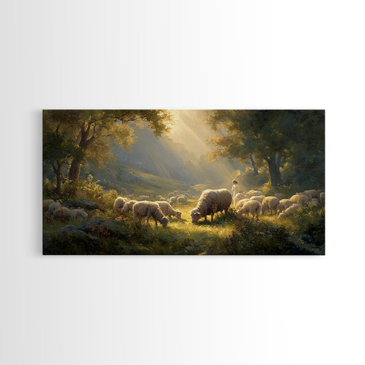 Shepherds Of Light – Framed Canvas Print – Christian Wall Art – Christian Art Canvas – Jesus Painting – Christmas Art – Christian Christmas