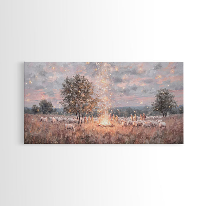 Glory In The Field | Framed Canvas Print | Christian Art Canvas | Christmas Art | Christian Wall Art | Jesus Painting | Christian Christmas