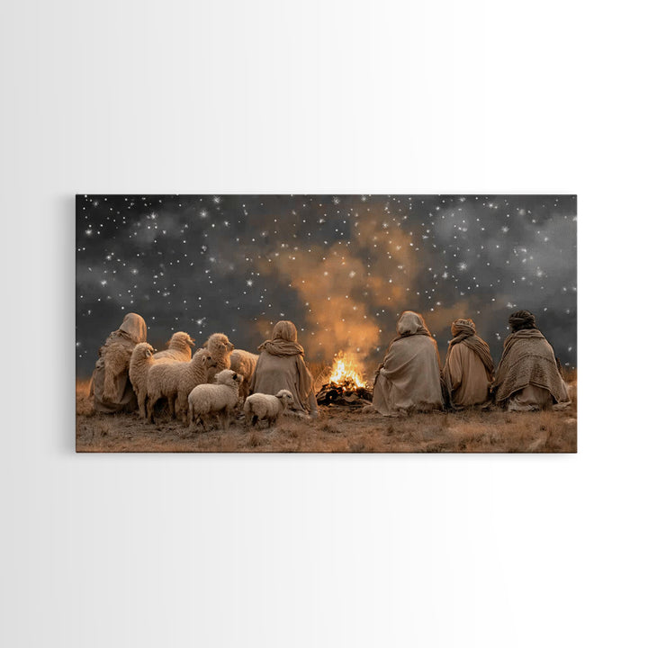 Night Watch Glory, Framed Canvas Print, Christian Wall Art, Christmas Art, Jesus Painting, Christian Art Canvas, Christian Christmas Art, C