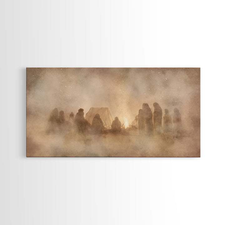 Silent Star Gathering | Framed Canvas Print | Christian Wall Art | Jesus Painting | Christmas Art | Christian Christmas Art | Christian Art