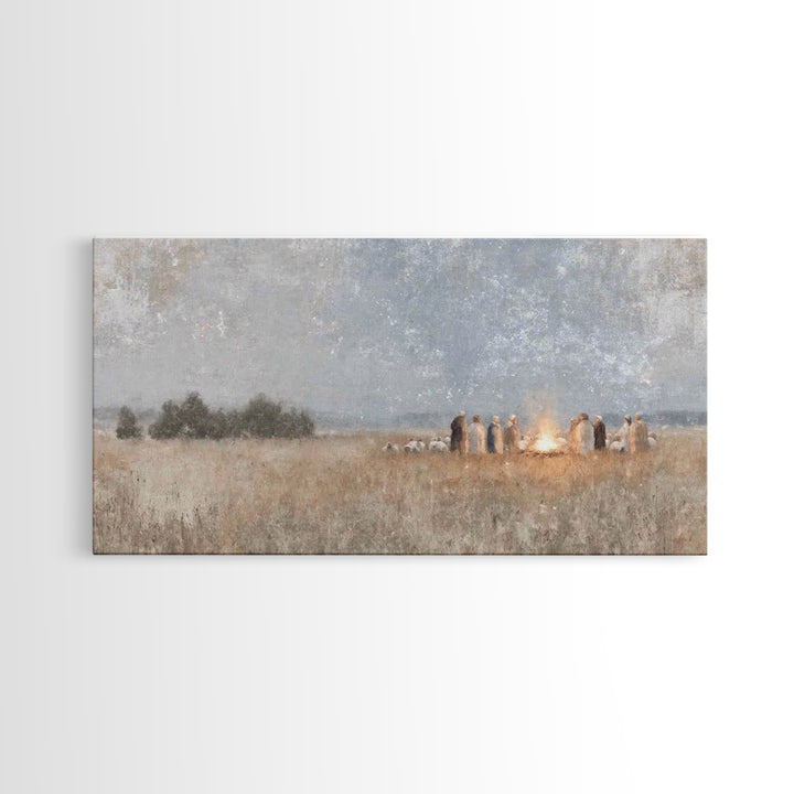 Fireside Revelation – Framed Canvas Print – Christian Art Canvas – Christian Wall Art – Jesus Painting – Christmas Art – Christian Christma