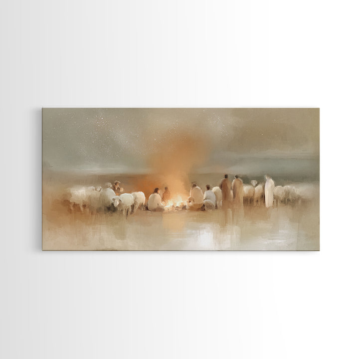 Starborn Vigil | Framed Canvas Print | Christian Wall Art | Christmas Art | Jesus Painting | Christian Christmas Art | Christian Art Canvas