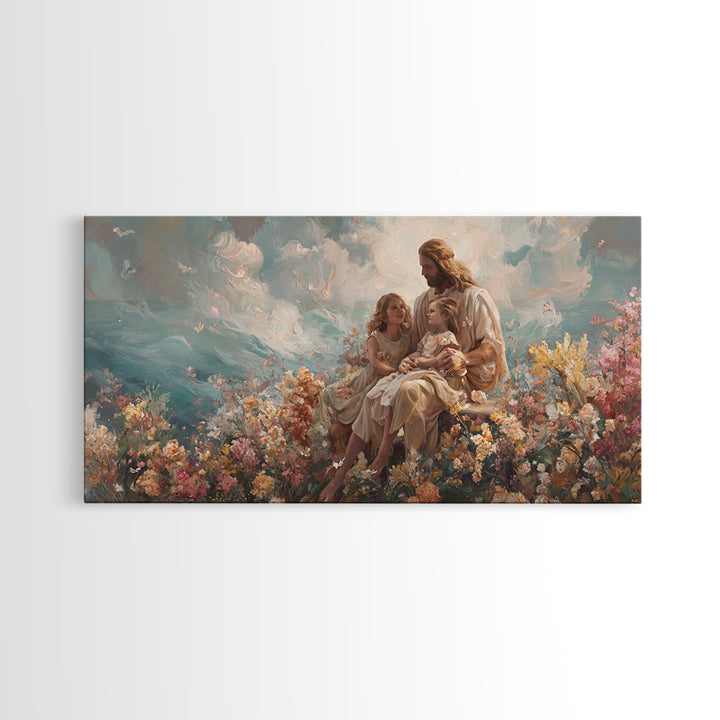 Waves Of Mercy | Framed Canvas Print | Christian Wall Art | Christian Art Canvas | Jesus Painting | Christian Decor | Modern Christian Art