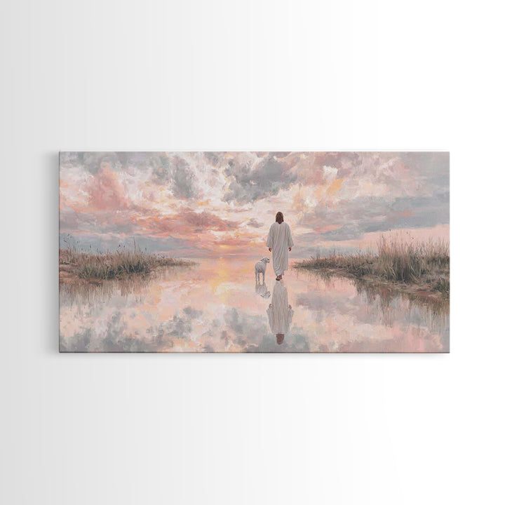 Sunset Promise, Framed Canvas Print, Christian Art Canvas, Christian Wall Art, Jesus Painting, Christian Christmas Art, Modern Christian Pa