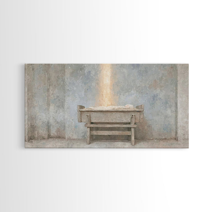 Infant Promise Glow, Framed Canvas Print, Christian Art Work, Minimalist Christian Art, Christmas Art Prints, Christian Christmas