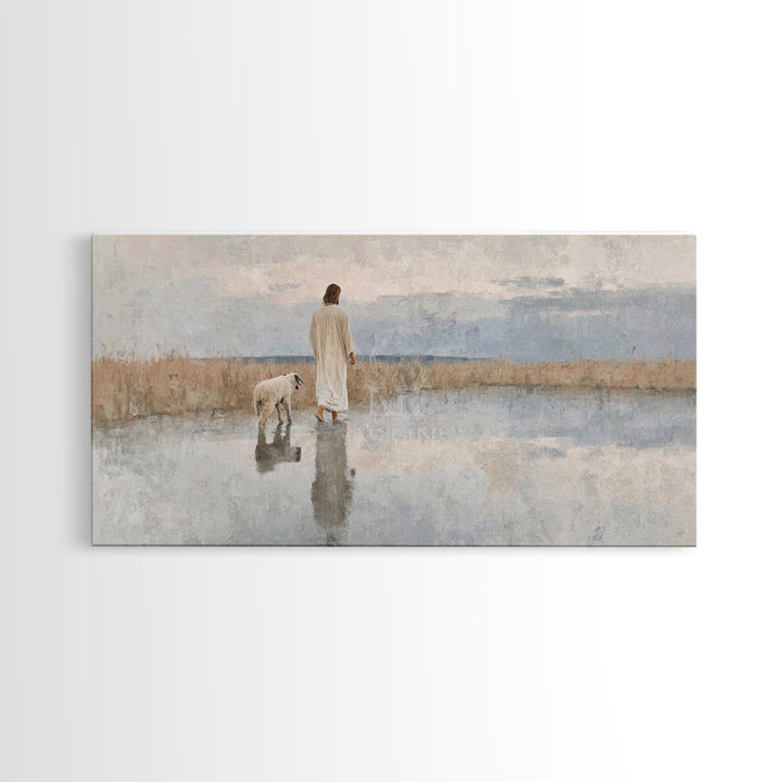 Still Waters Guide – Framed Canvas Print – Christian Art Canvas – Christian Wall Art – Jesus Painting – Abstract Christian Art – Christian