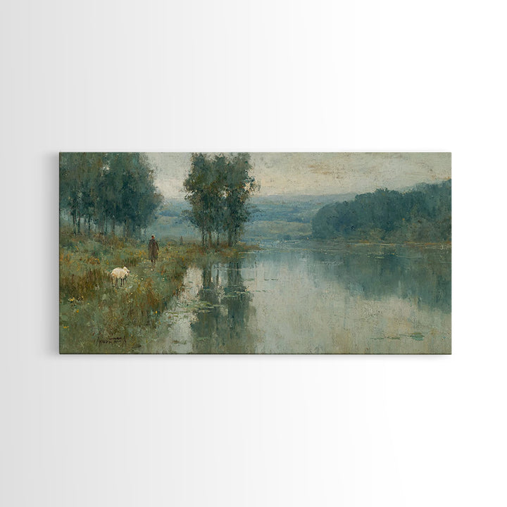Quiet Pasture Light - Framed Canvas Print - Christian Wall Art - Christian Art Canvas - Jesus Painting - Christian Christmas Art