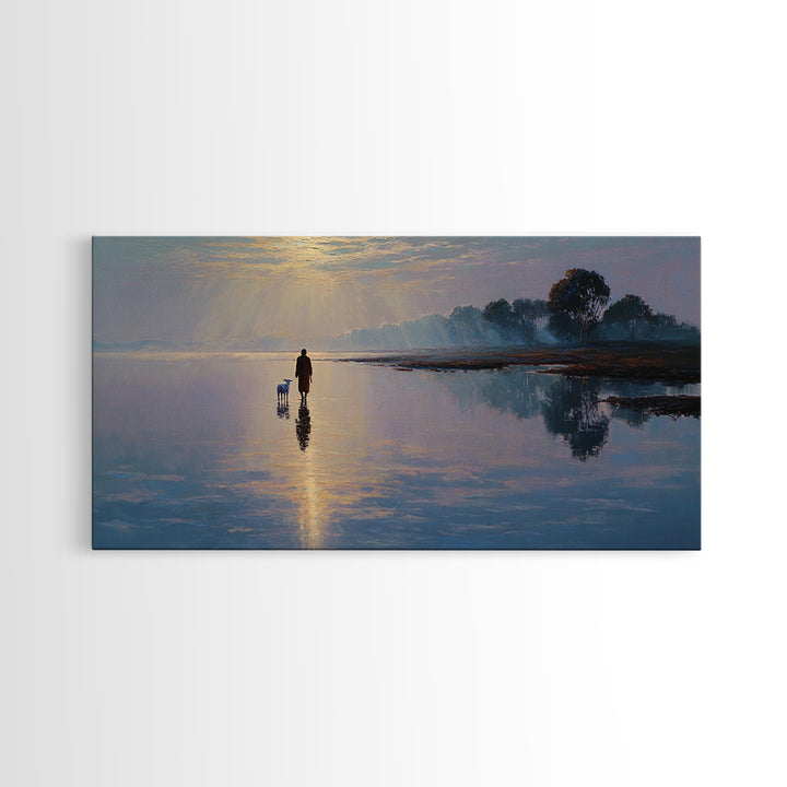 Dawn Of The Shepherd - Framed Canvas Print - Christian Christmas Art - Christian Wall Art - Christian Art Canvas - Jesus Painting