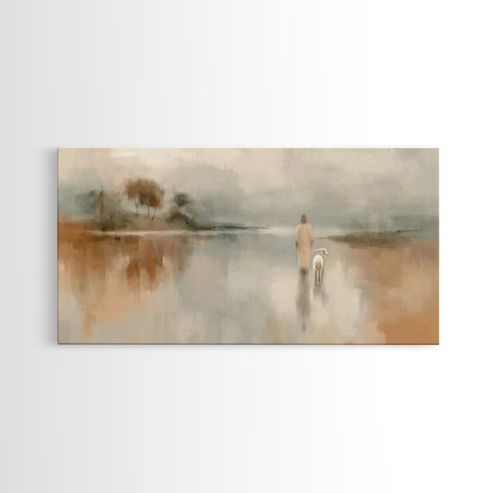 Soft Morning Journey - Framed Canvas Print - Christian Art Canvas - Christian Wall Art - Christian Christmas Art - Jesus Painting
