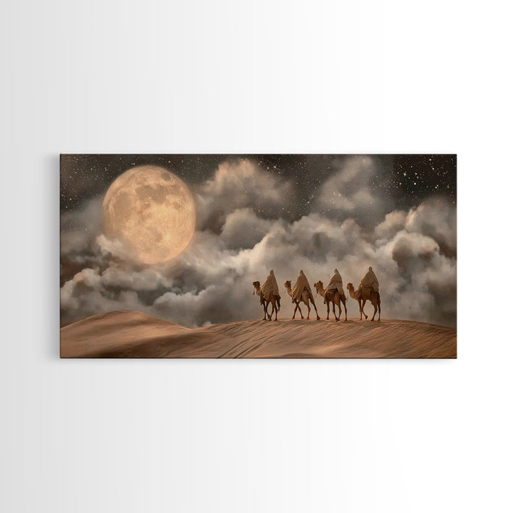 Desert Moon Journey, Framed Canvas Print, Christian Art Canvas, Christian Art Print, Christian Wall Art, Christian Christmas Art, Jesus Pai