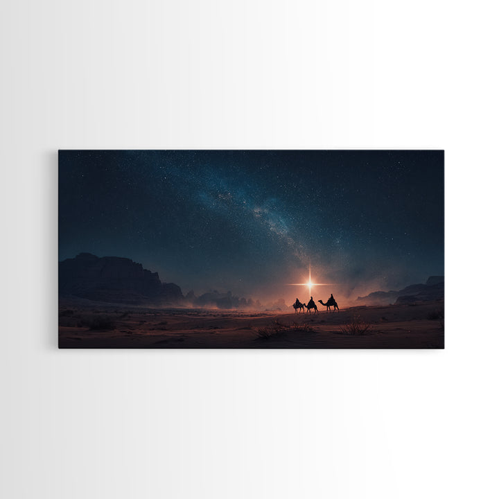 Night Star Caravan – Framed Canvas Print – Jesus Painting – Christian Wall Art – Christian Art Canvas – Christian Art Print – Christmas Art