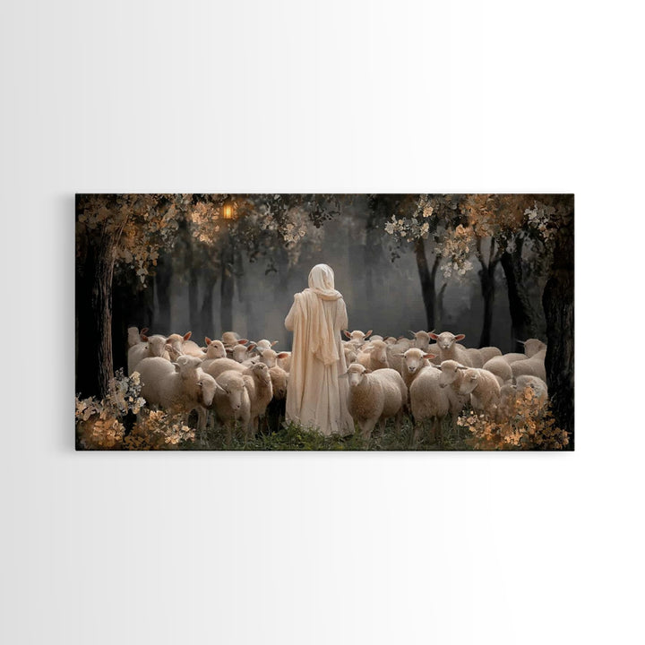 Shepherd’s Care | Framed Canvas Print | Christian Wall Art | Christmas Art | Christian Art Canvas | Jesus Painting | Christian Art Print