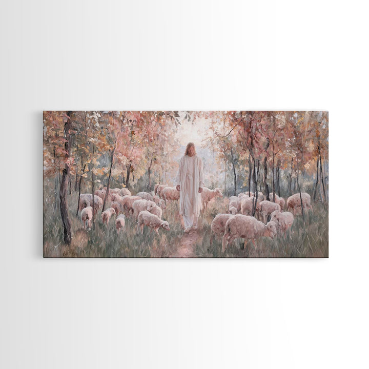 Graceful Pasture – Framed Canvas Print – Christian Art Canvas – Christian Art Print – Christian Christmas Art – Jesus Painting – Christian