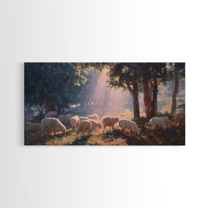 Pastoral Peace – Framed Canvas Print – Christian Art Print – Christmas Art – Christian Wall Art – Jesus Painting – Christian Art Canvas