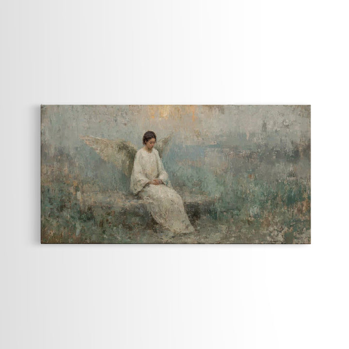 Silent Guardian - Framed Canvas Print - Christian Art Canvas - Angel Christian Art - Christian Wall Art - Subtle Christian Art