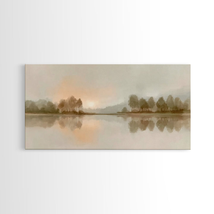 Still Waters Glow - Framed Canvas Print - Christian Wall Art - Minimalist Christian Art - Christian Art Print - Pastoral Scenery