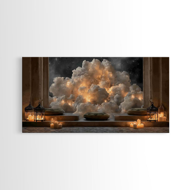 Celestial Glow - Framed Canvas Print - Christian Christmas Art - Christian Art Canvas - Moody Christmas Art - Christian Wall Art