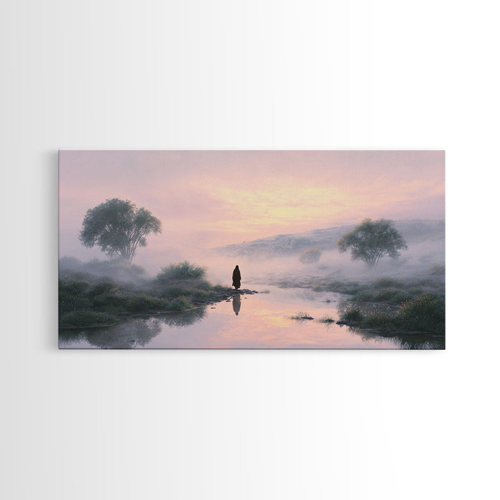 Misty Valley Peace – Framed Canvas Print – Christian Wall Art – Jesus Painting – Christian Art Canvas – Subtle Christian Art – Christian De