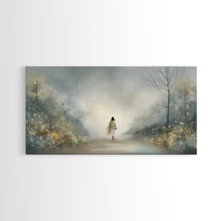 Garden Way Promise, Framed Canvas Print, Christian Wall Art, Jesus Painting, Christian Art Canvas, Modern Christian Art, Christian Gift Ide