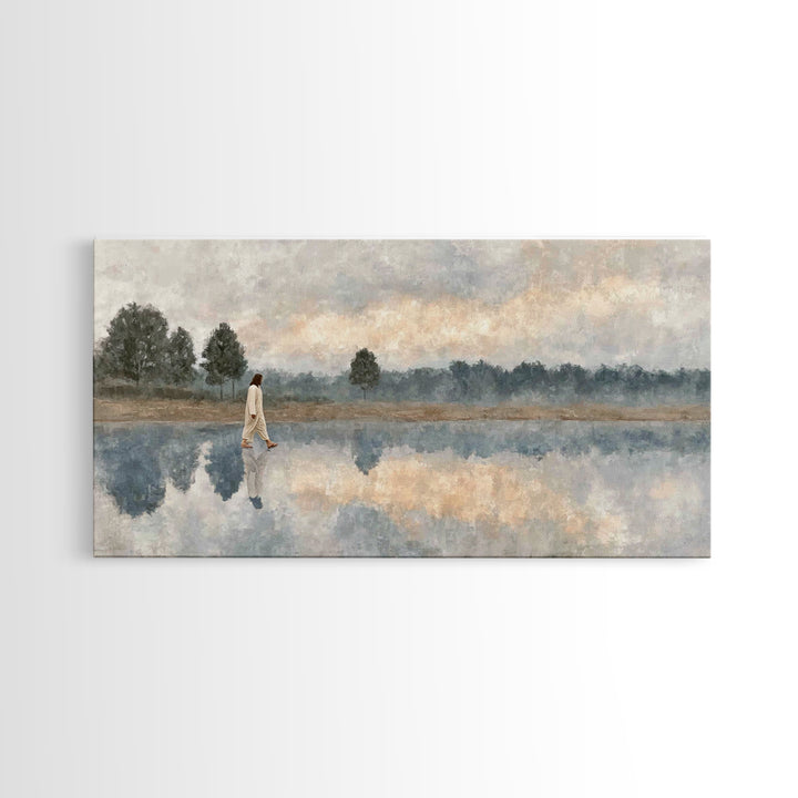 Shoreline Of Mercy – Framed Canvas Print – Jesus Painting – Christian Wall Art – Christian Art Canvas – Subtle Christian Paintings – Christ