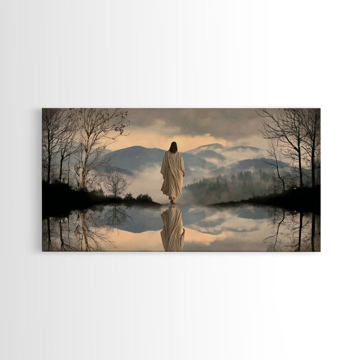 Mountain Peace Journey – Framed Canvas Print – Christian Wall Art – Jesus Painting – Christian Art Canvas – Moody Christian Art – Christian