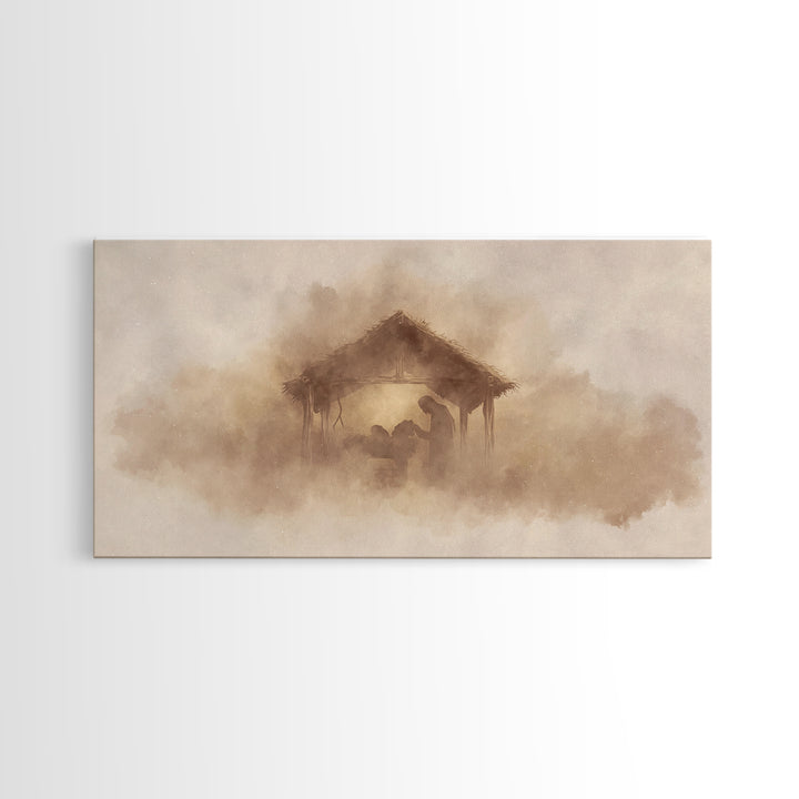 Silent Nativity – Framed Canvas Print – Christian Wall Art – Jesus Painting – Christian Christmas Art – Christmas Wall Art – Christian Deco