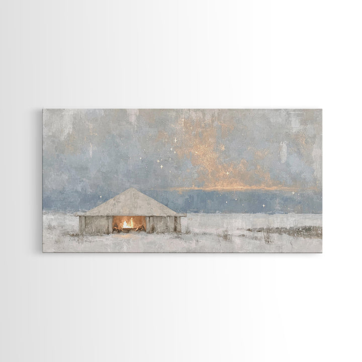 Sacred Arrival – Framed Canvas Print – Christian Art Canvas – Jesus Painting – Christian Wall Art – Christian Christmas Art – Christian Dec