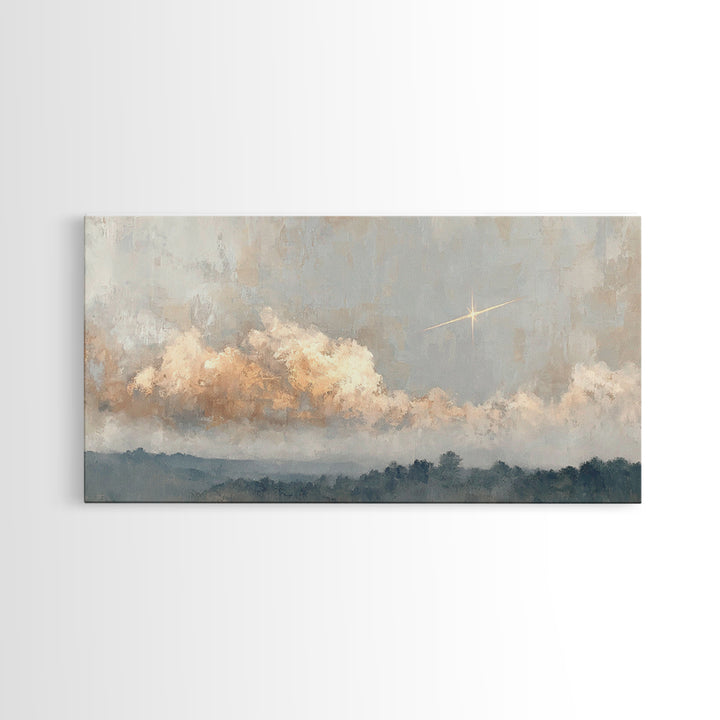 Guiding Star Dawn | Framed Canvas Print | Christian Wall Art | Subtle Christian Art | Christmas Art Work | Christian Art Canvas