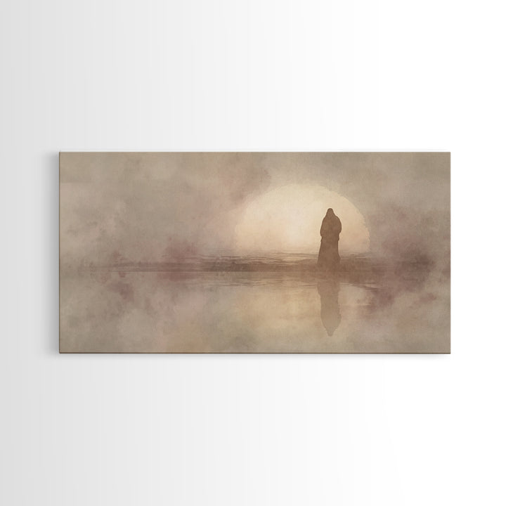 Divine Manger Glow, Framed Canvas Print, Christian Wall Art, Christian Art Canvas, Jesus Painting, Christmas Art, Christian Christmas
