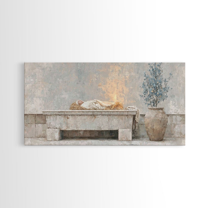 Nativity Dawn – Framed Canvas Print | Christian Christmas Art | Christmas Wall Art | Jesus Christmas Art | Christian Art Canvas | Christmas