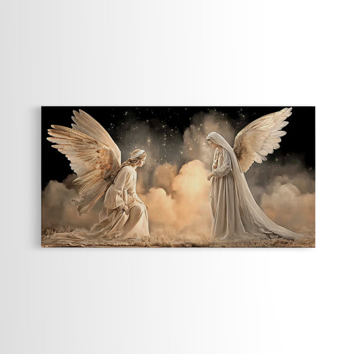 Angelic Reverence – Framed Canvas Print – Christian Art Canvas – Christian Wall Art – Modern Christian Art – Christian Christmas Art