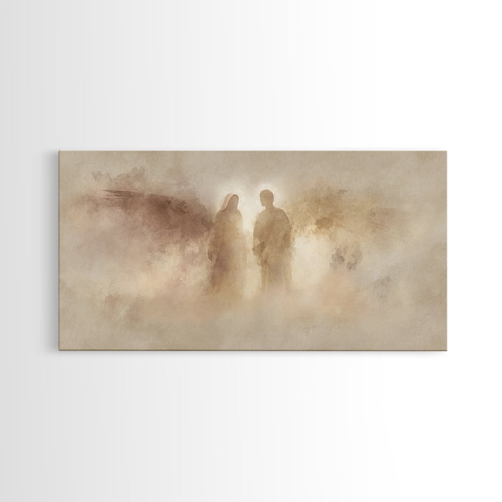 Heavenly Silhouettes – Framed Canvas Print – Christian Wall Art – Christmas Art Framed – Christian Art Canvas – Christian Christmas Decor
