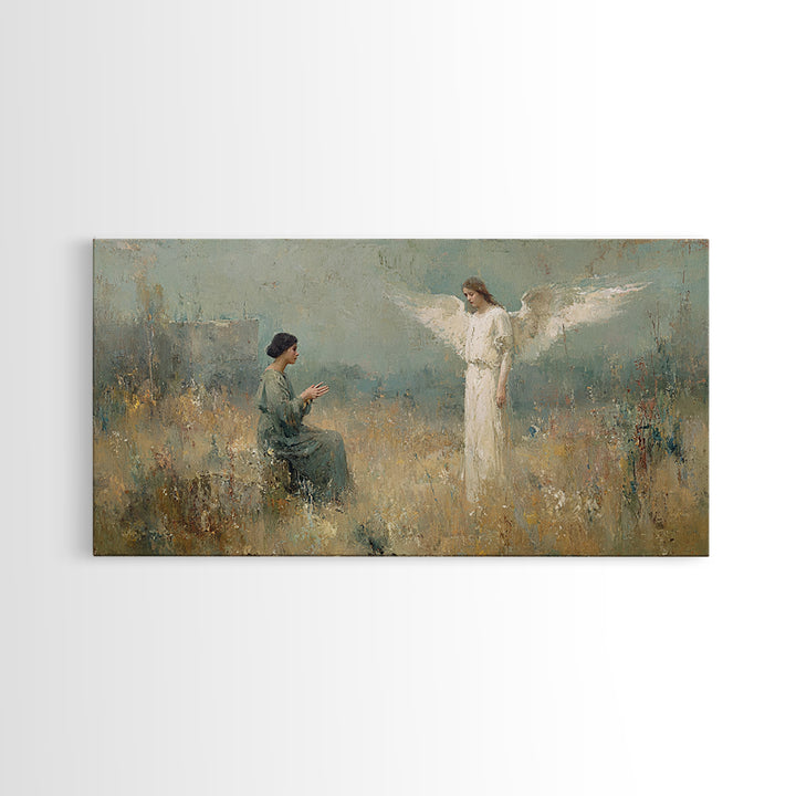Gentle Annunciation – Framed Canvas Print – Christian Art Canvas – Christian Art Print – Vintage Christian Art – Christian Wall Art