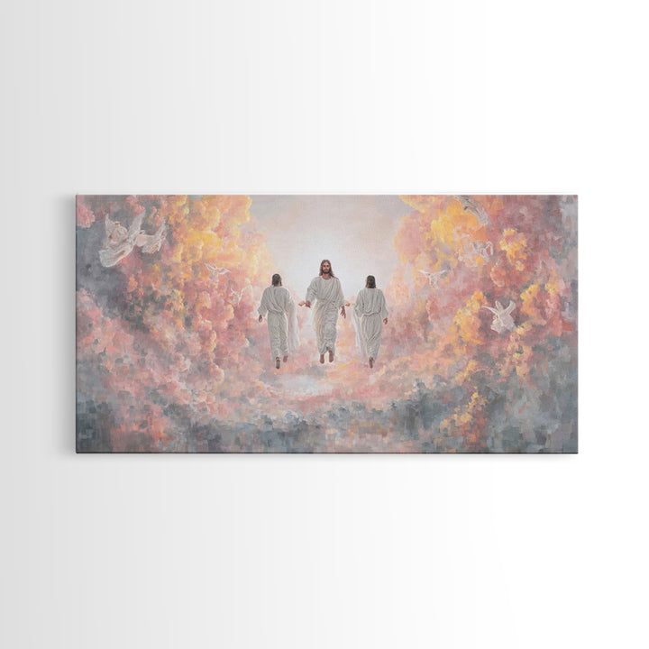 Celestial Gathering – Framed Canvas Print – Christian Art Print – Jesus Painting – Christian Wall Art – Christian Christmas Art – Modern Ch