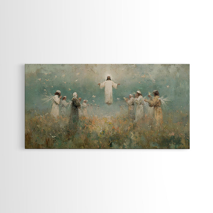Ascension Field | Framed Canvas Print | Christian Art Print | Jesus Painting | Vintage Christian Art | Christian Wall Art | Christian Gift